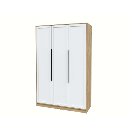 Шкаф распашной Тренд КТ-Ш3 (Дуб золотой ЛДСП/ Белый ЛМДФ) Ш1360 В2128 Г547 Шкаф распашной Тренд КТ-Ш3 (Дуб золотой ЛДСП/ Белый ЛМДФ) Ш1360 В2128 Г547